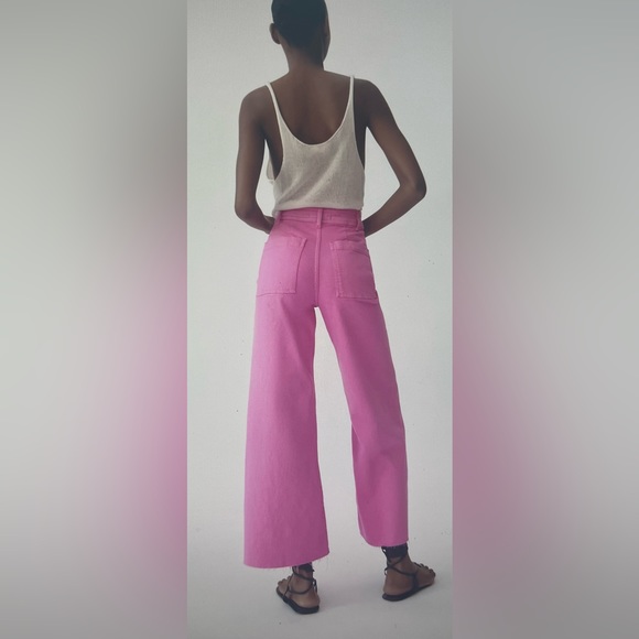 Zara Pink Flare & Wide Leg “Marine” Jeans - Picture 4 of 8